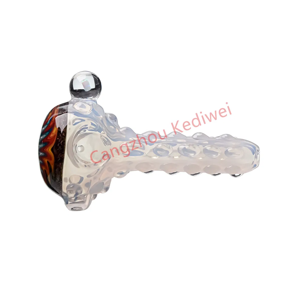 Us Color Wigwag Glass Hand Pipe Spoon Pipe with Encased Opal