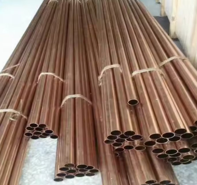 Pure Copper Pipe/Tube. 1m 2m 3m 5m 6m C10100/C10200/C11000/C14500/C14700/C12000/C12200/C19400 Od 10-50mm Thick 1.0-2.5mm Corrosion Resistance/High Pressure