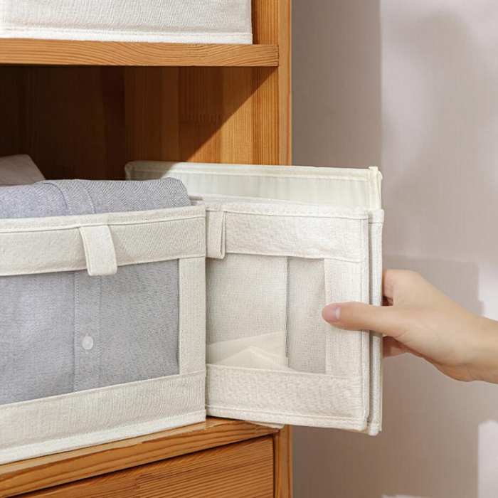 Storage Bins for Organizing Clothing Jeans Toys Books with Handle and Window