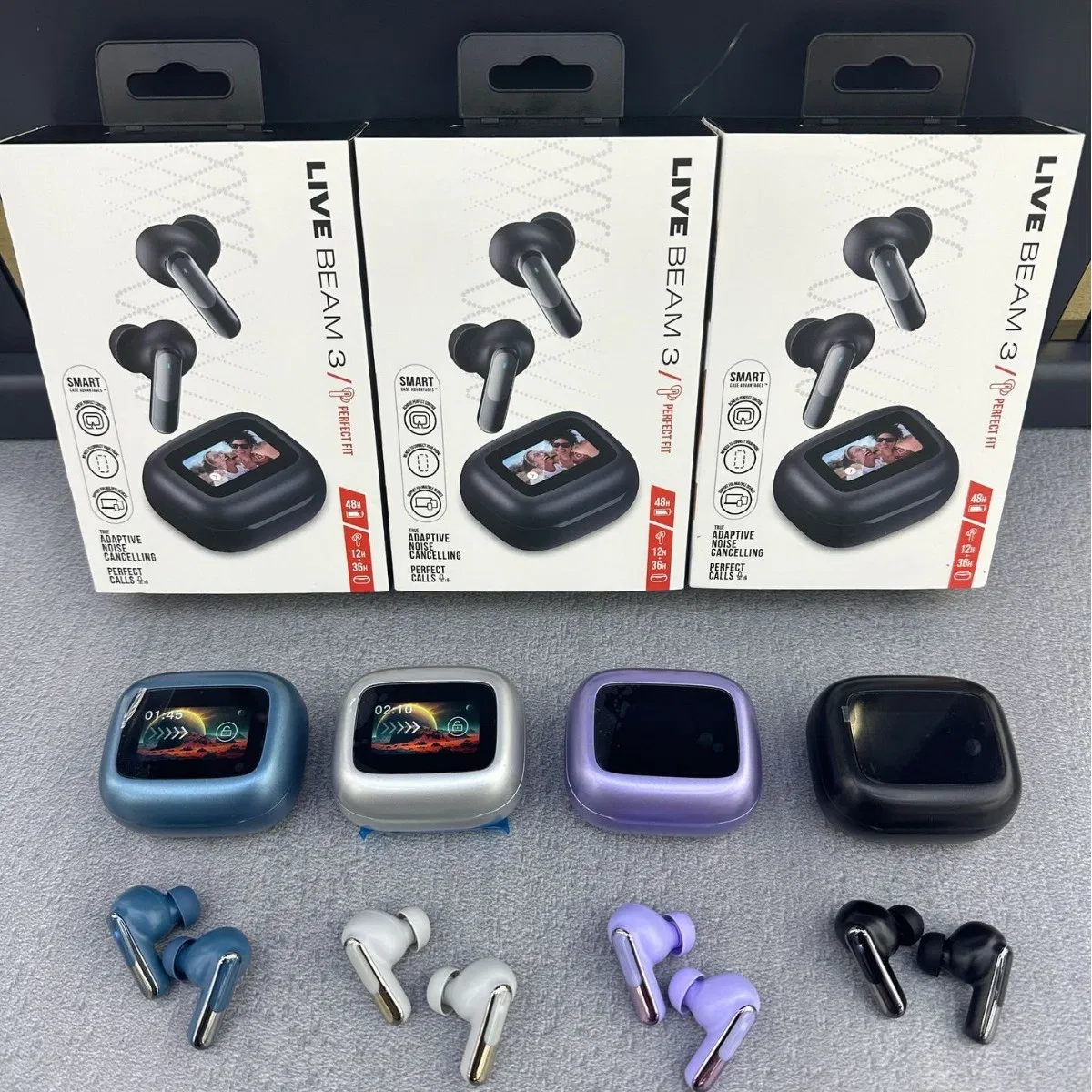 1: 1 Original Bluetooth Wireless Earbuds in-Ear Headphones Live Beam 3 with Noise Cancelling Series Number