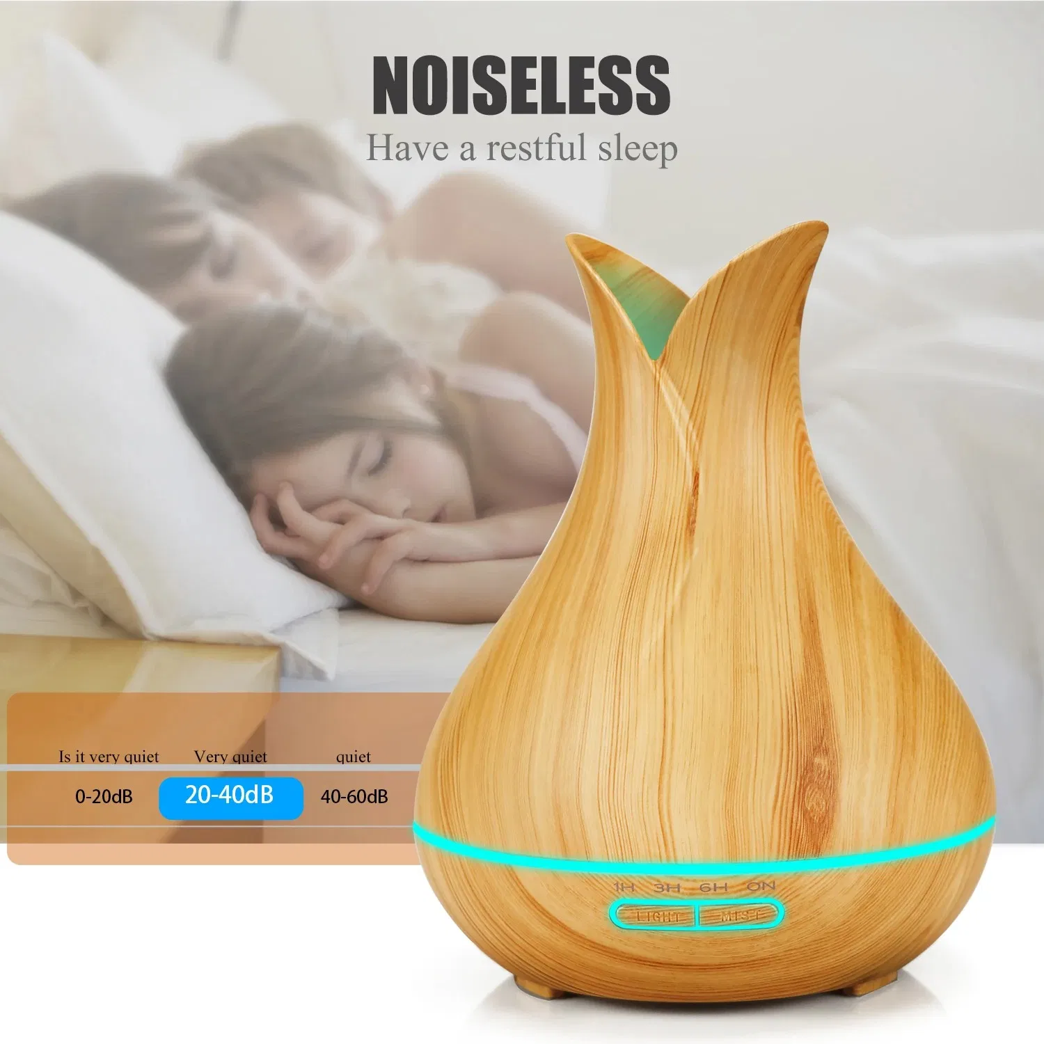 Home Ultrasonic Aroma Diffuser with Wood Grain and WiFi