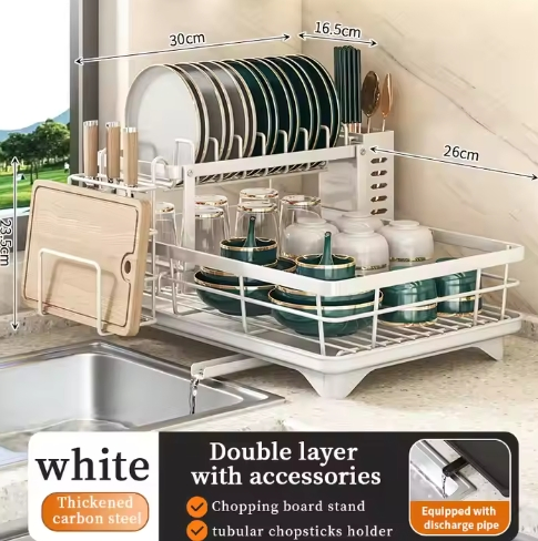 Подставка для посуды RA-17, бело-золотая, для сушки и хранения