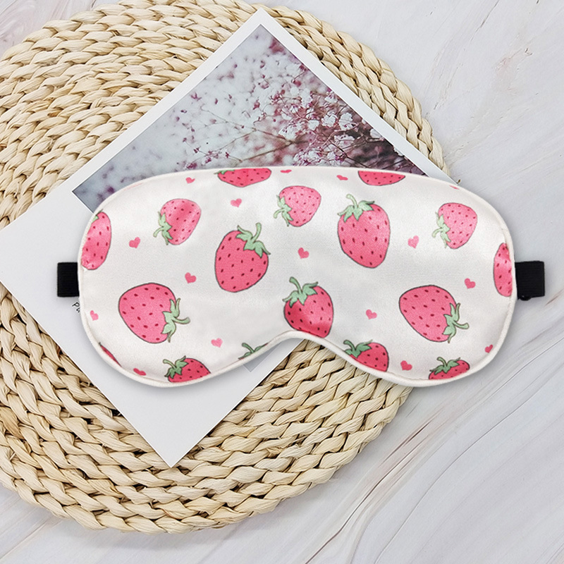 Premium Breathable Blackout Sleep Eye Masks Strawberry Printed Multi-Functional Sleep Eyemasks