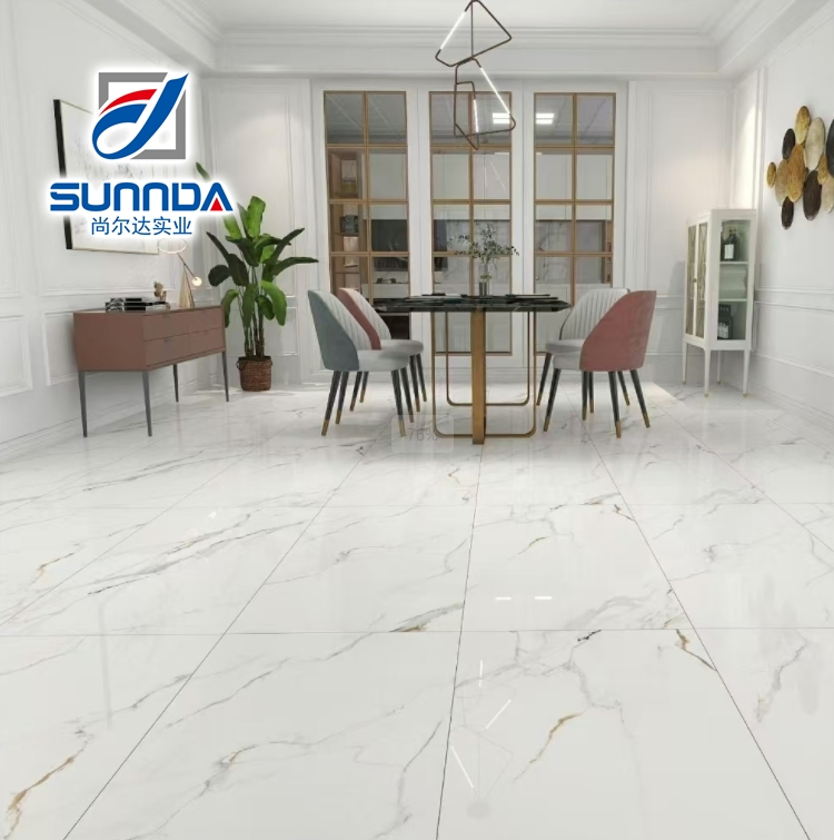 Factory High Quality Glossy Finished Polished Porcelain Marble Look Glazed Floor Tile