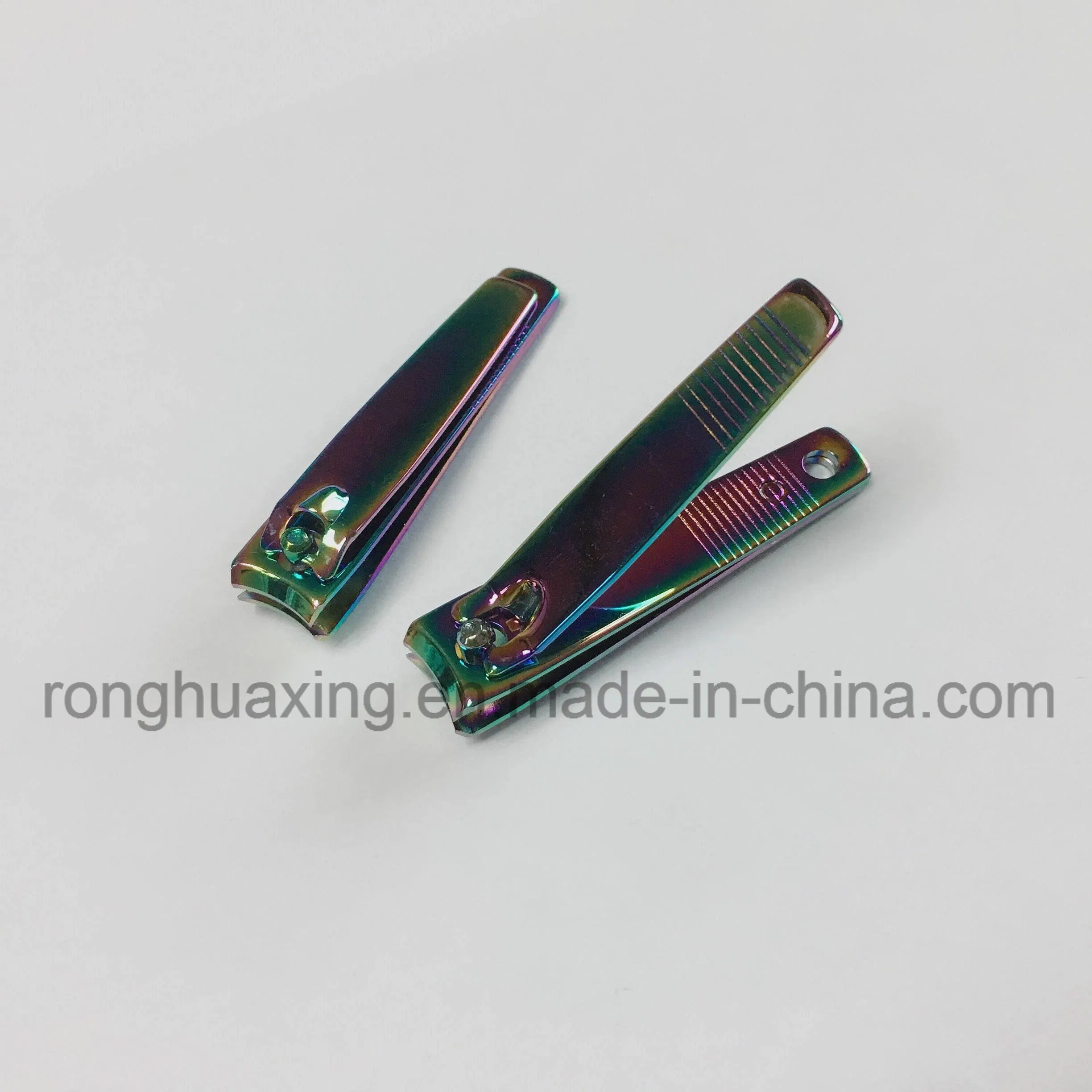 Deluxe Middle Nail Clipper with Rainbow Titanium Plating