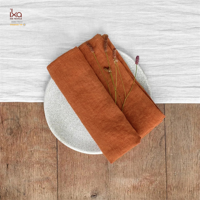 Party Decoration Beverage Logo Color Embroidery Custom Printed Lunch Personalized Dinner Linen Napkins with Hemstitch
