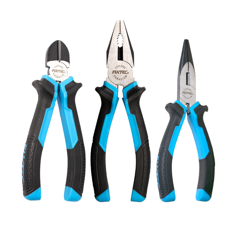 Fixtec 3PCS Hand Tool Set High Carbon Steel Polish Anti-Rust Oil Tool Pliers Combinations
