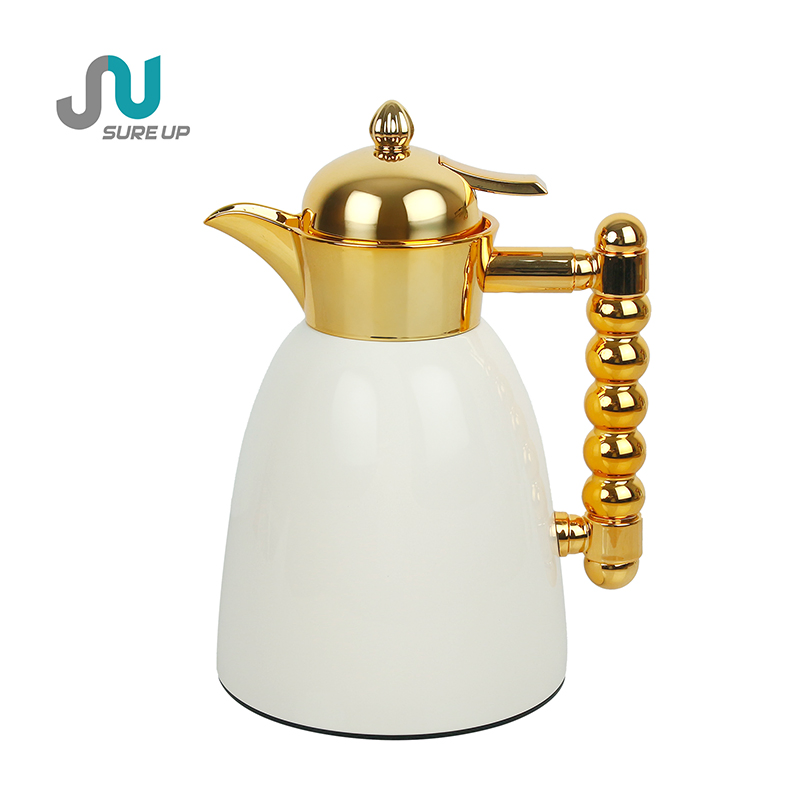 Термос Sureup 1L с ручкой и розовой крышкой