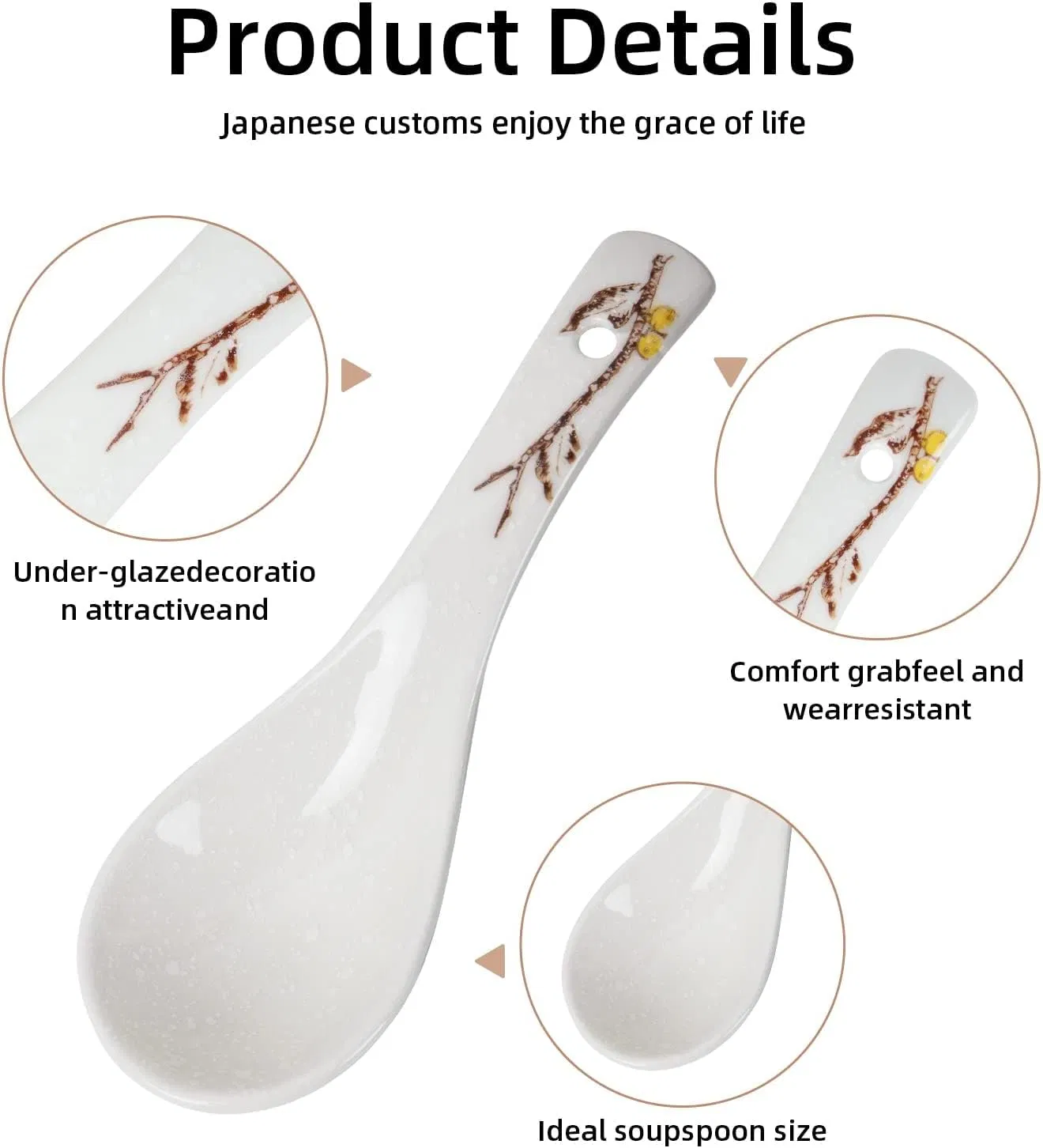 Ceramics Soup Spoons Japanese Style Rice Spoon