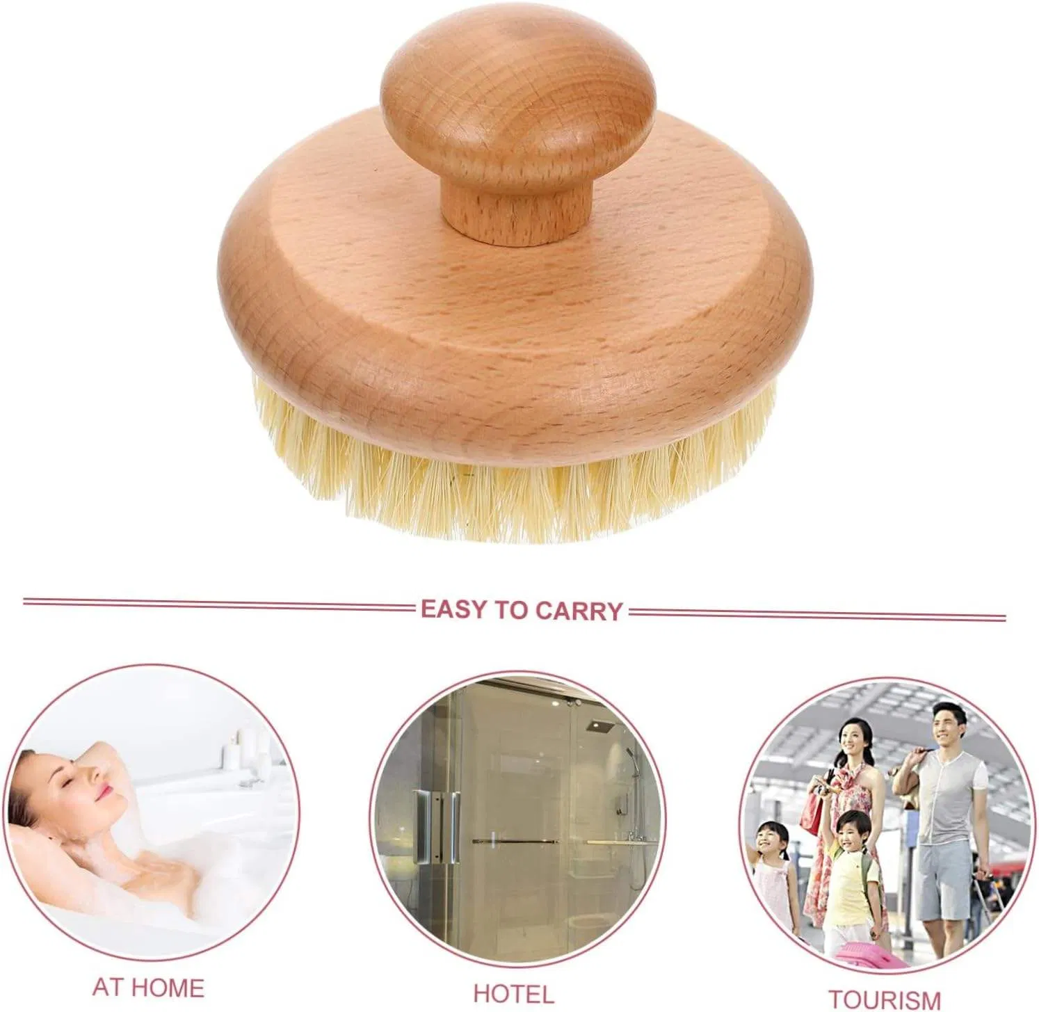 Factory OEM Natural Bamboo Body Cleaning Dry Brush/SPA Body Brush