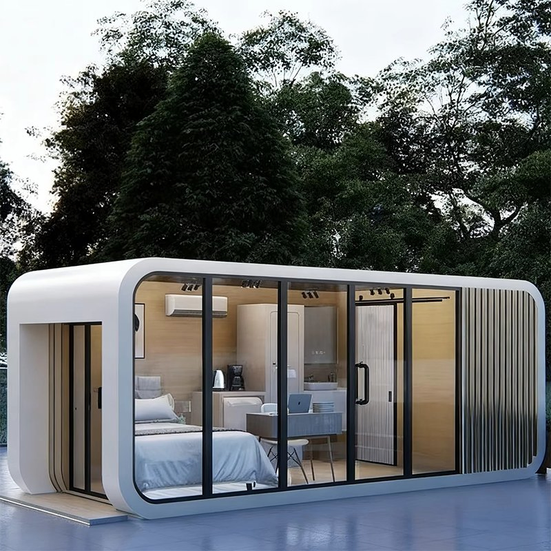 Modern Modular Prefab Steel Houses Movable Tiny Space Capsule & Apple Cabin Container