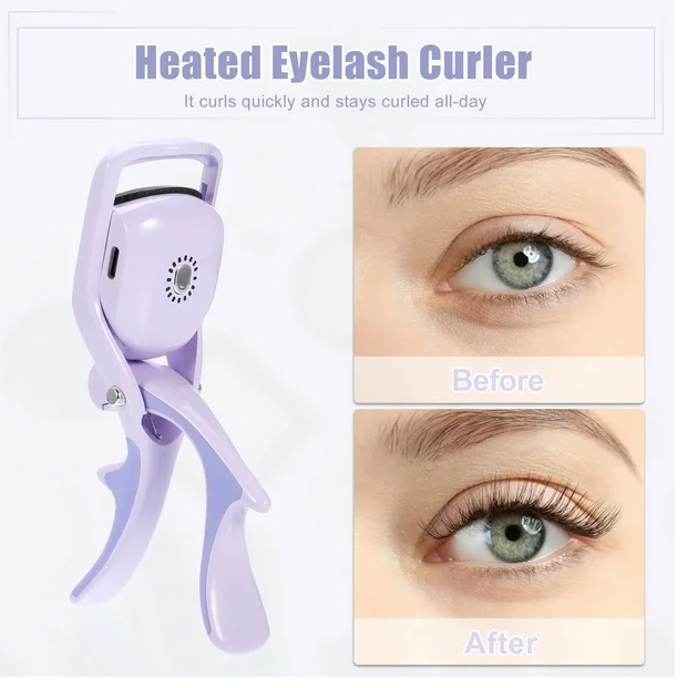 Unique Bargains Heated Eyelash Curler 3 Temperature Heating Eyelash Curler for Lift and Curl Natural Eyelashes Purple
