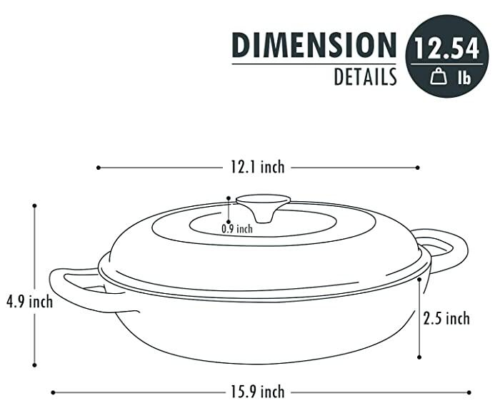 3.8qt Braiser Red Casserole Cast Iron Cookware Enamel Dutch Oven 4L