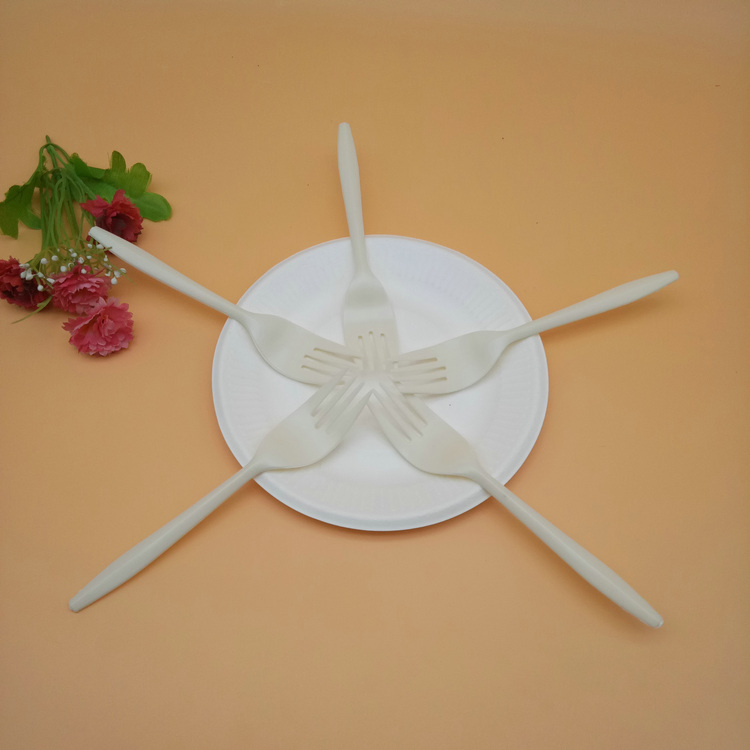 Wholesale Eco Friendly Cornstarch Biodegradable Forks Disposable Plastic Kitchenware