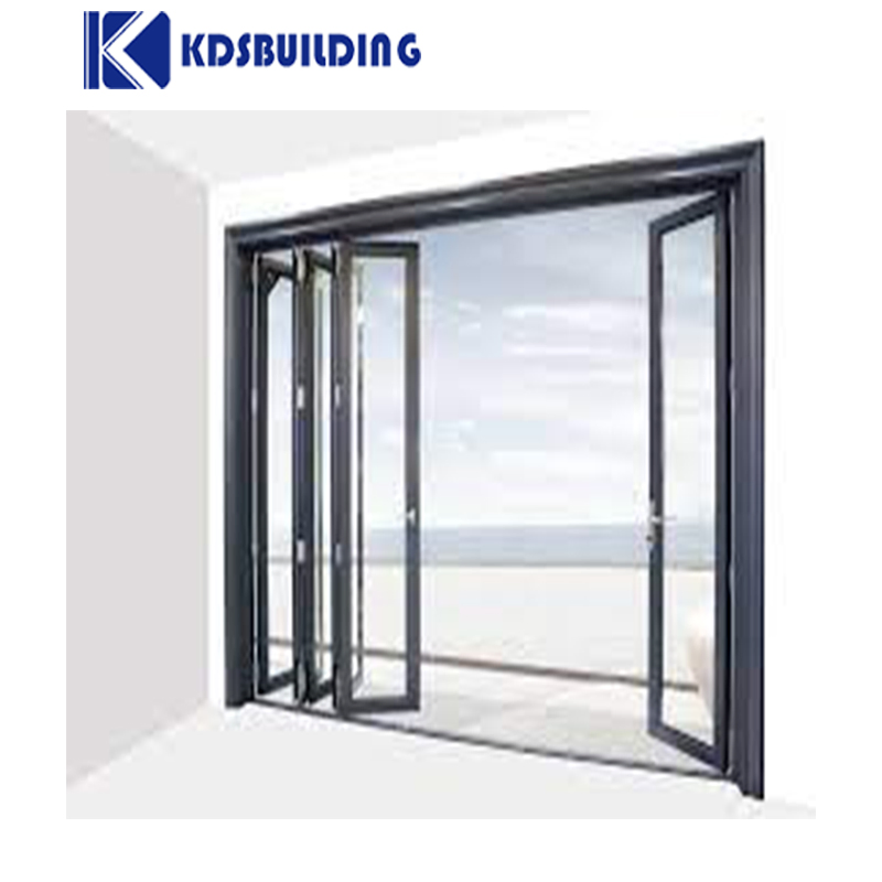 Modern High Design Double Glass Bi Fold Sliding Exterior Main Entrance Patio Aluminum Folding Door