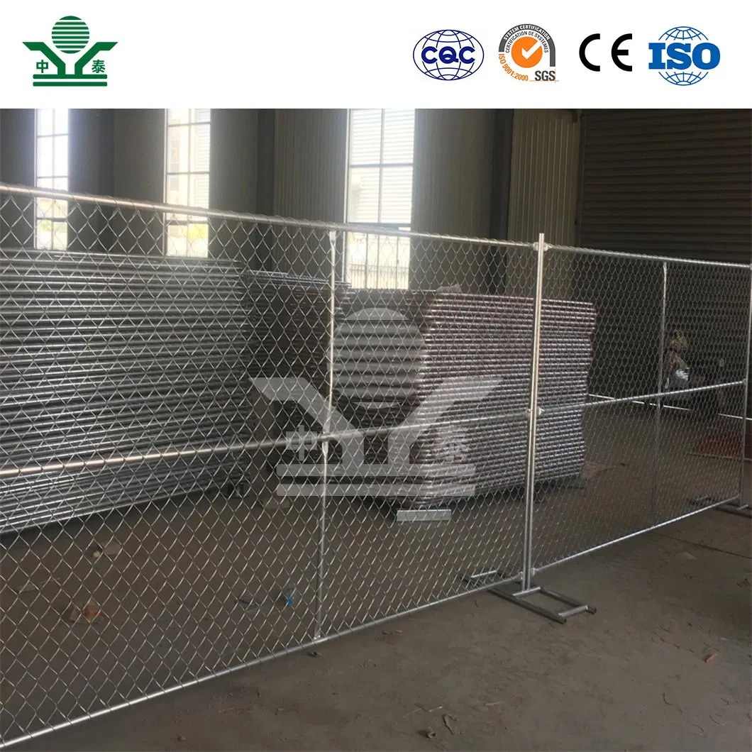 Zhongtai Commercial Temporary Fencing Hot Dipped Galvanized Finish Chain Link Temporary 6FT Fence China Factory 4 FT Temporary Fencing