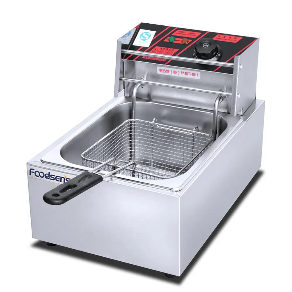 6L Table Top Stainless Steel French Fries Machine Commercial Potato Chip Fryer Electric Deep Fryer Commercial Restaurant Kitchen Fryer