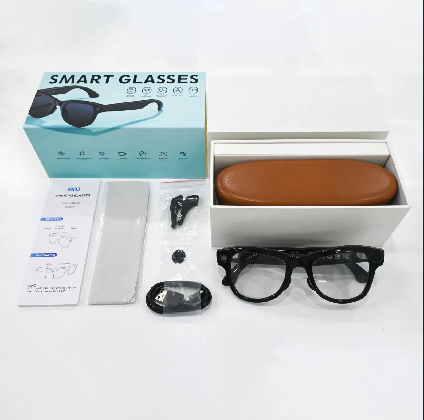 Voice Assistant Real-Time Translation Smart Ai Photo Video Glasses with Charging Box
