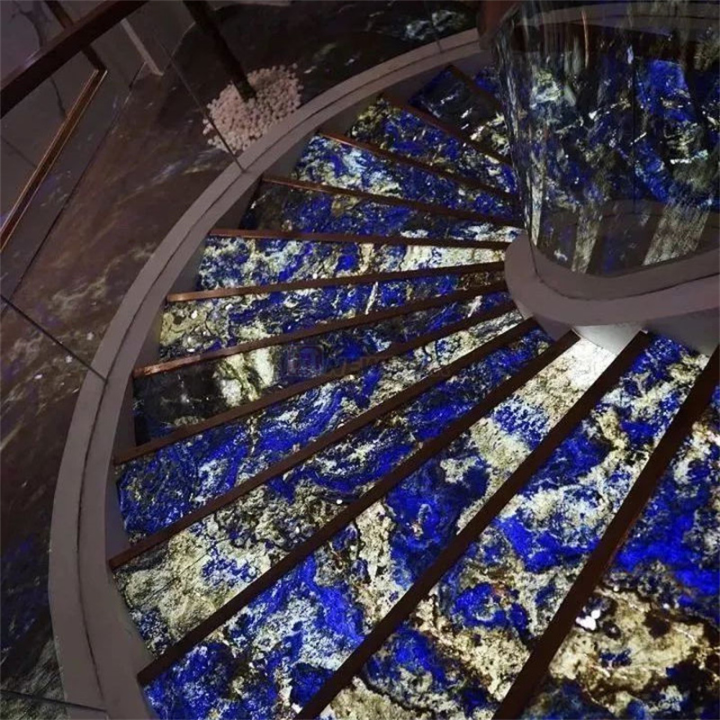 Newstar Luxury Stone Natural Blue Sodalite Quartzite Blue Marble Slab Wall Decoration Quartz Slab