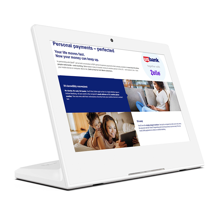 10-дюймовый L-образный Android-планшет с PoE и NFC