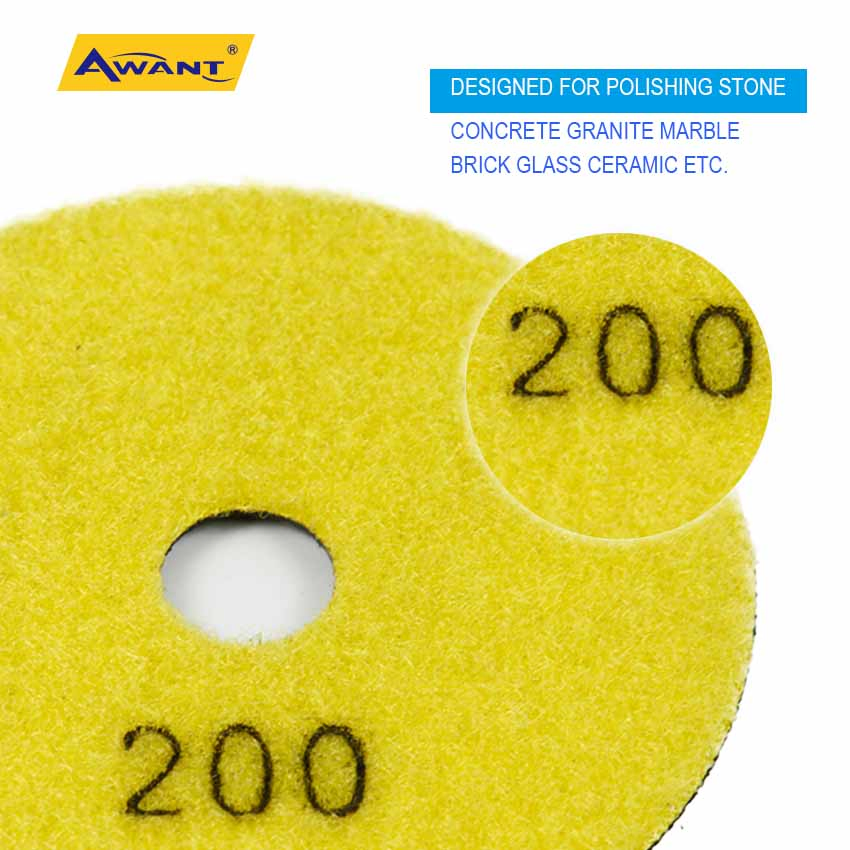 4 Inch 200 Grit Super Diamond Dry Polishing Pad for Granite Concrete