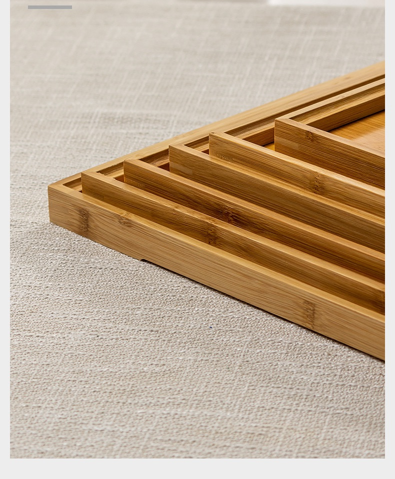 Rectangular Right-Angle Bamboo Tray for Hotel and Restaurant