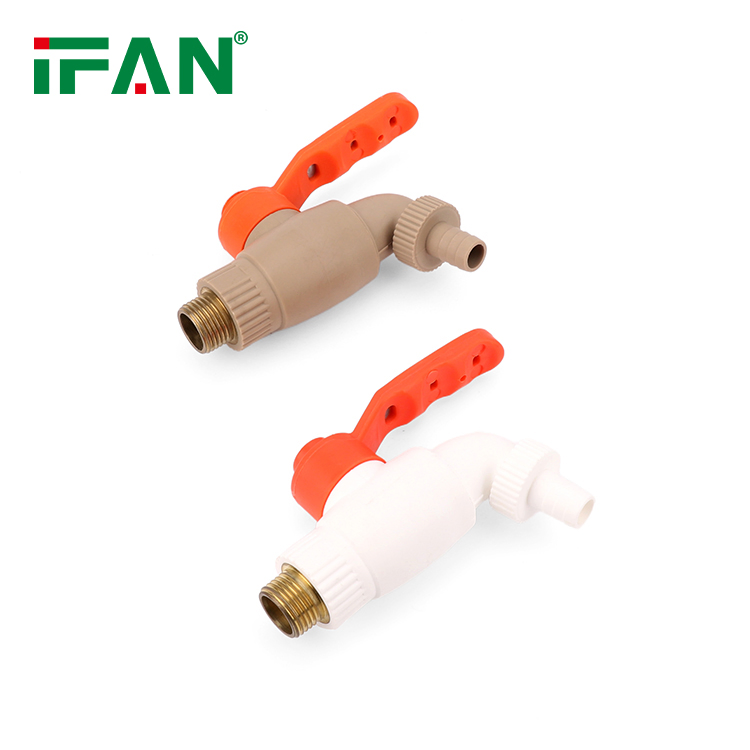 Кран PPR Ifan пластиковый 1/2" 3/4", коричневый/белый