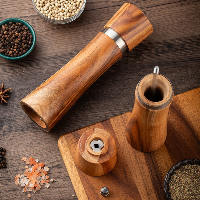 Wood Pepper Grinder Manually Rotate Oak Pepper Shaker Sprinkle Bottle Seasoning Pepper Mill Color Box Wood Pepper Grinder Black Pepper Grinder Wooden