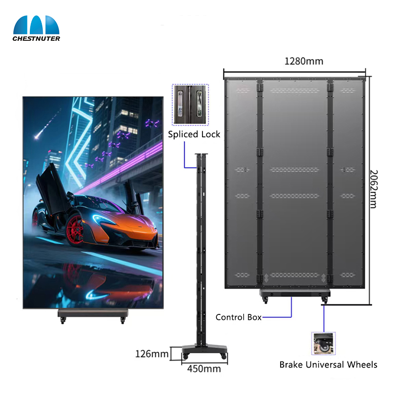 Full Color Movable Indoor HD Trifold LED Poster Screen Foldable LED Poster Display for Portable Advertising