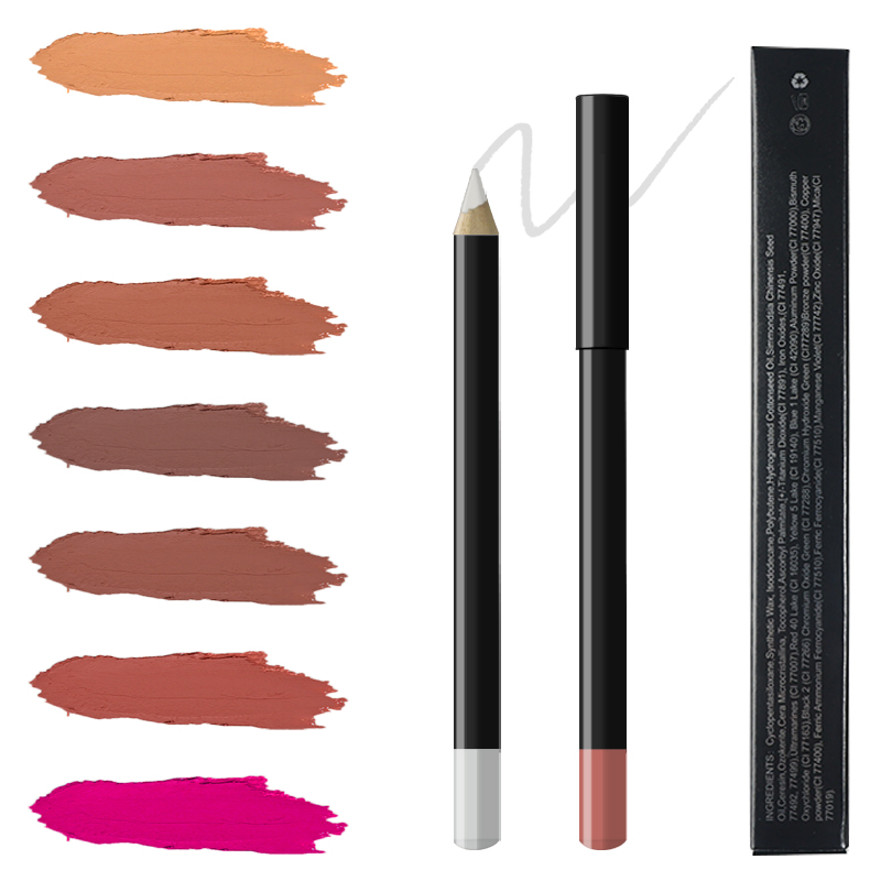 Private Label Custom Waterproof Lipliner Best Nude Natural Lip Liner Thick Wooden Lip Liner Pencil