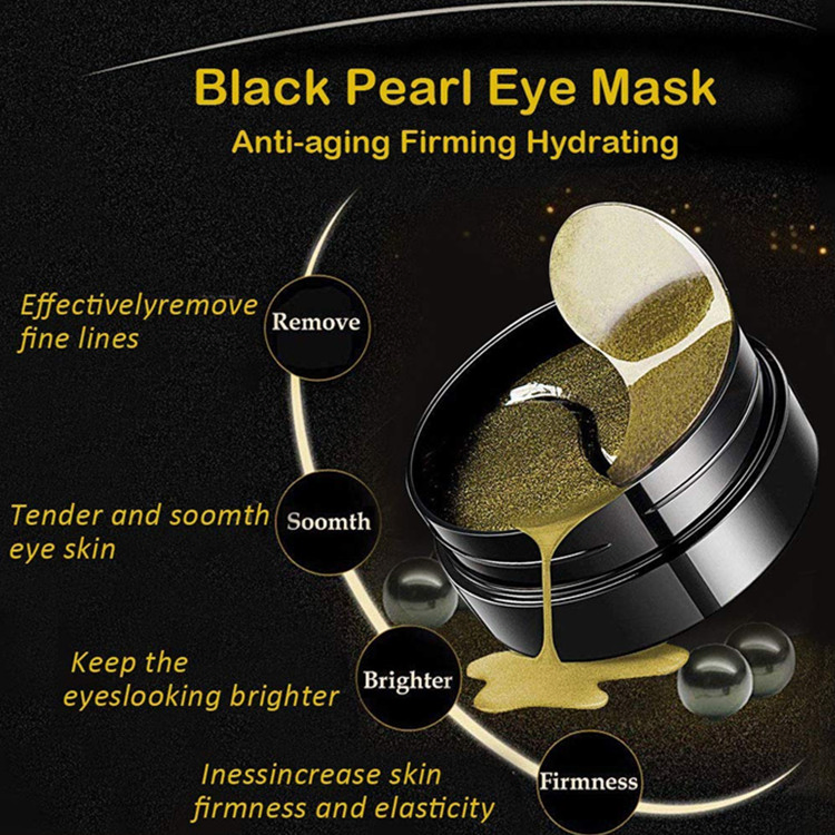 Private Custom Gold Black Pearl Hydrogel Anti-Wrinkle Gel Pads Collagen Eye Mask