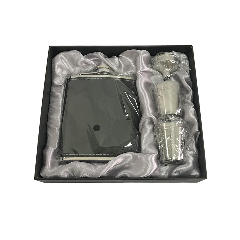 6oz Veneered Flask Gift Set, 304 Stainless Steel Flask Set W/Funnel Shot Glasses