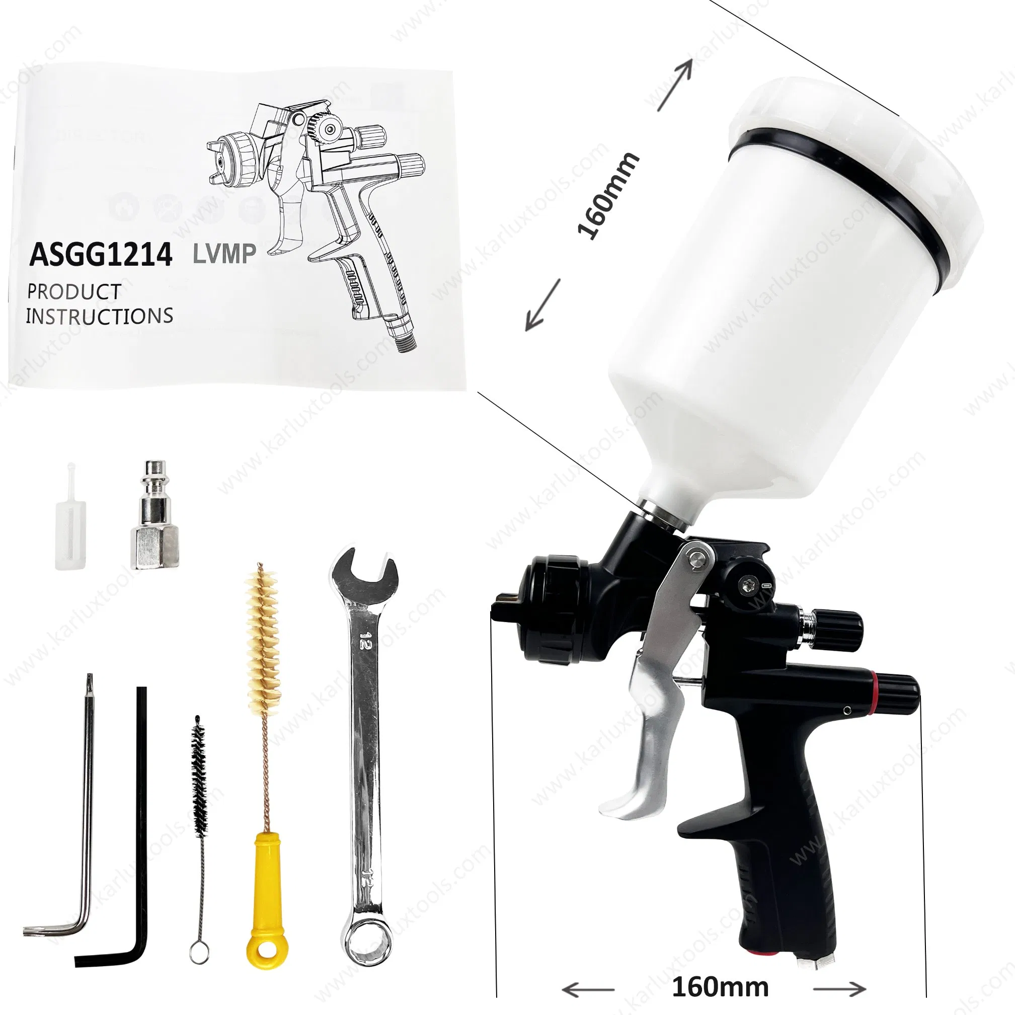 Пневматический краскопульт HVLP 600 мл, алюминиевый корпус