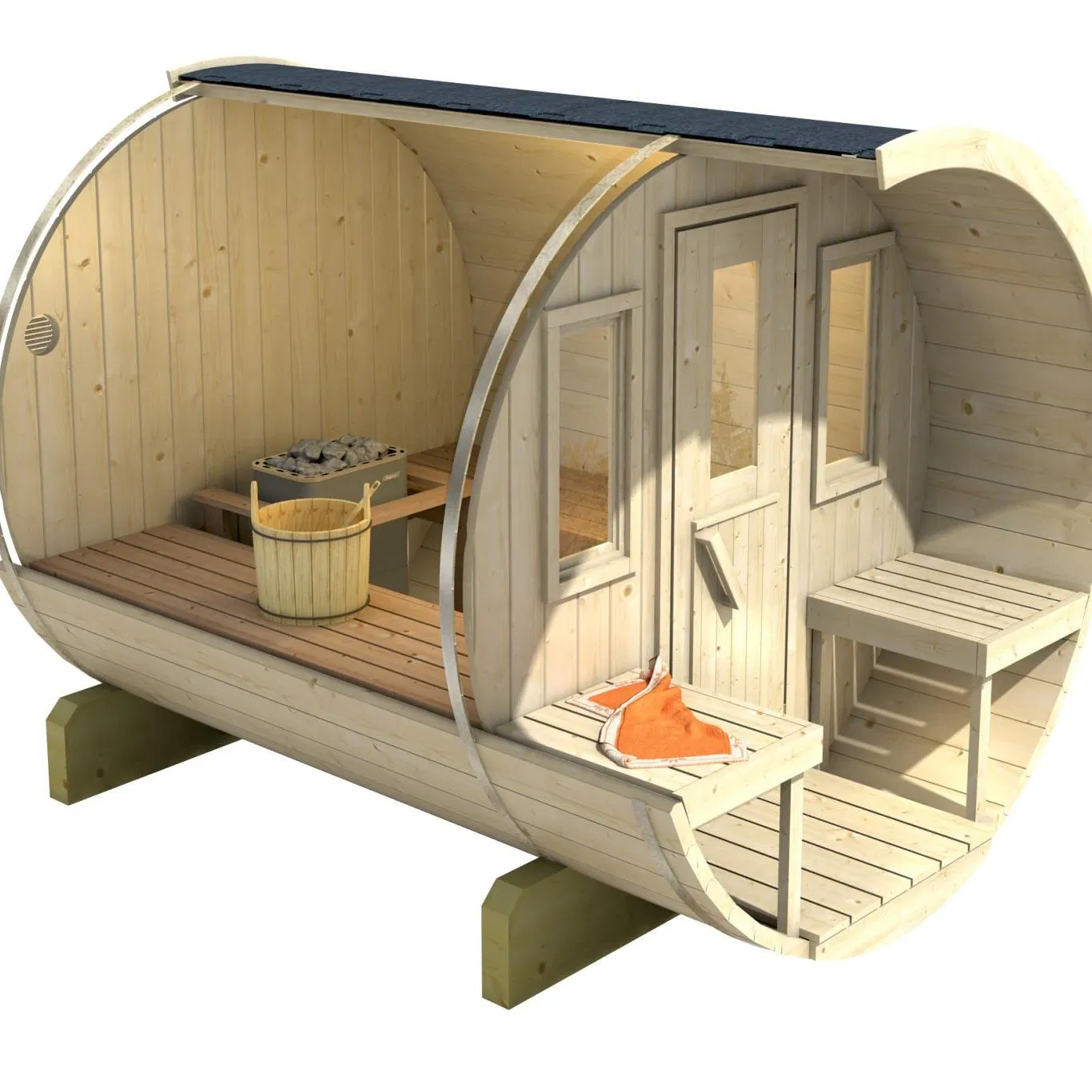 Панорамная сауна на 3-4 человека с крыльцом