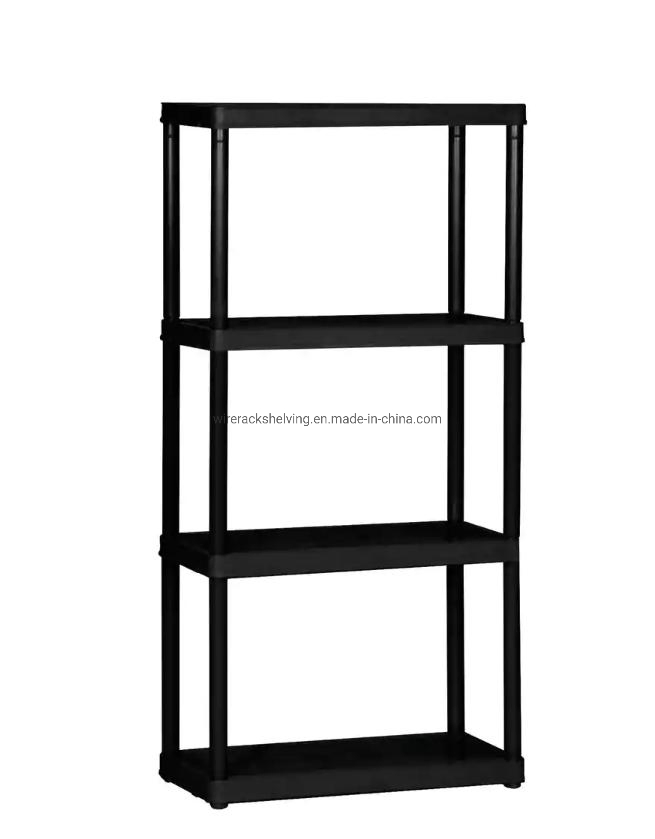 Black 4-Tier Plastic Garage Storage Shelving Unit