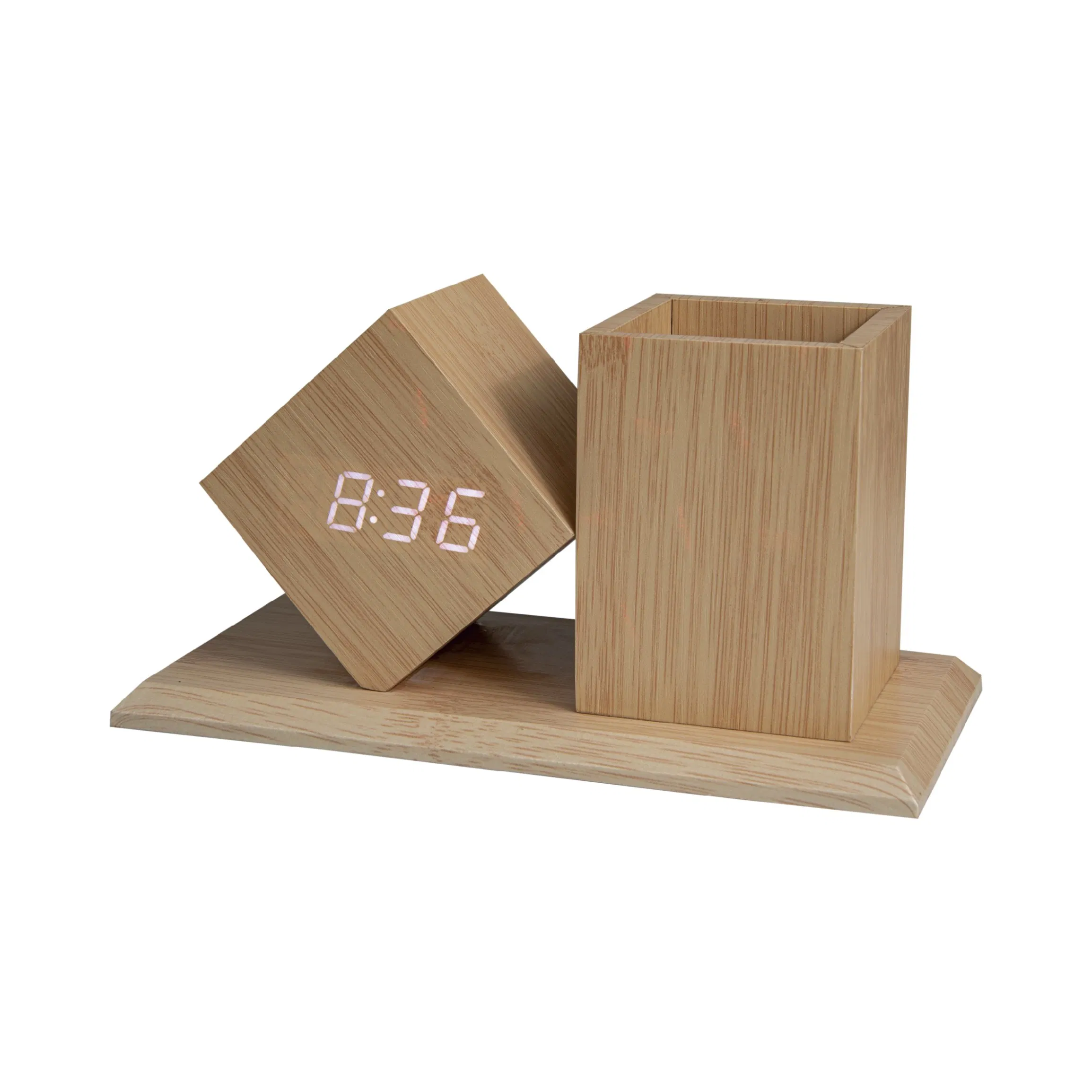 Easy-to-Read Factory Table LED Wood Clock