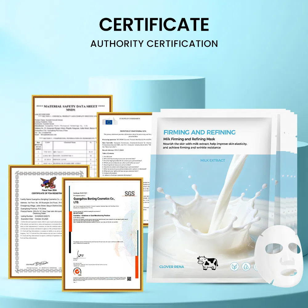 Private Label Brightening Silk Beauty Face Facial Mask Sheet Organic Milk Face Mask for Women