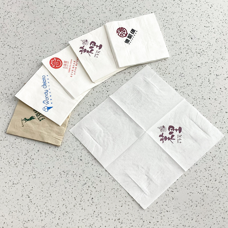 Custom Restaurant Napkins Paper Hotel Bar Cafe Virgin Wood Pulp 2/3/4 Ply Facial Tissue Paper Cocktail Napkin with Logo