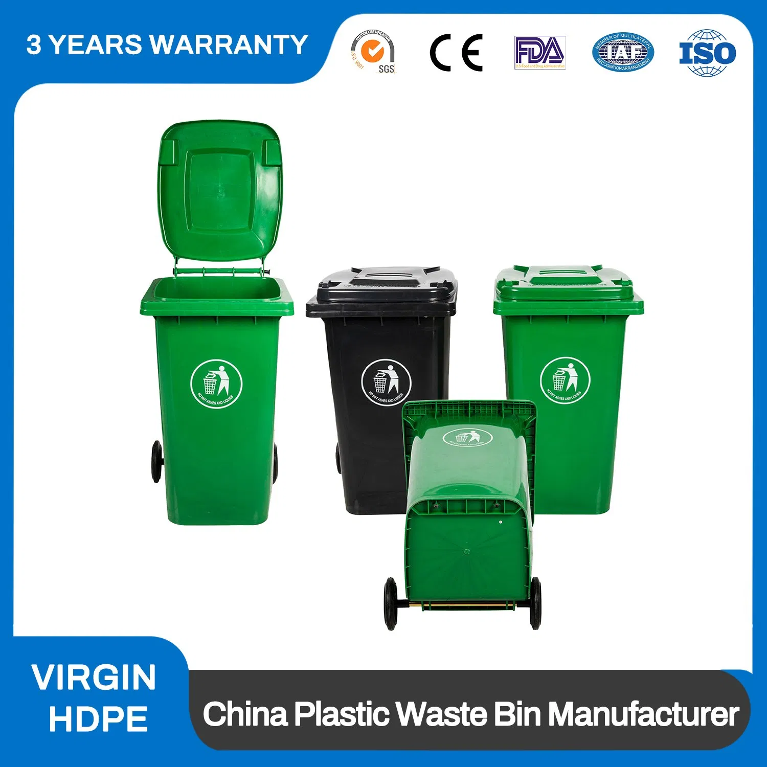 660/1100 Litre Mobile HDPE Available in Outdoor Foot Pedal Dustbin Plastic Wheelie Waste Bin Factory