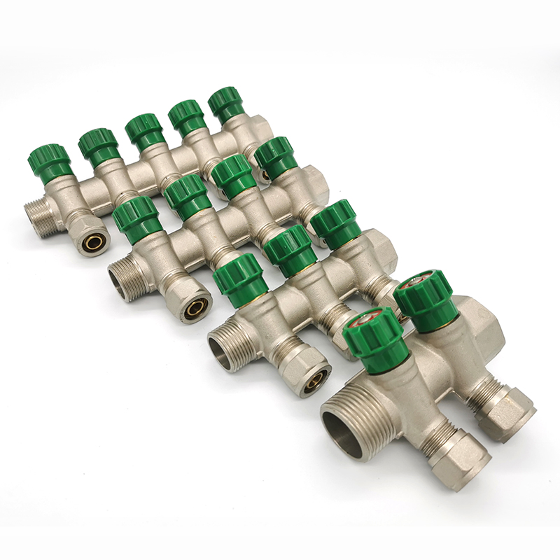 1 Way - 6 Way Manifold with Pex Fitting Compression Screw Adaptor for Underfloor Heating HVAC Thermostat Distributor