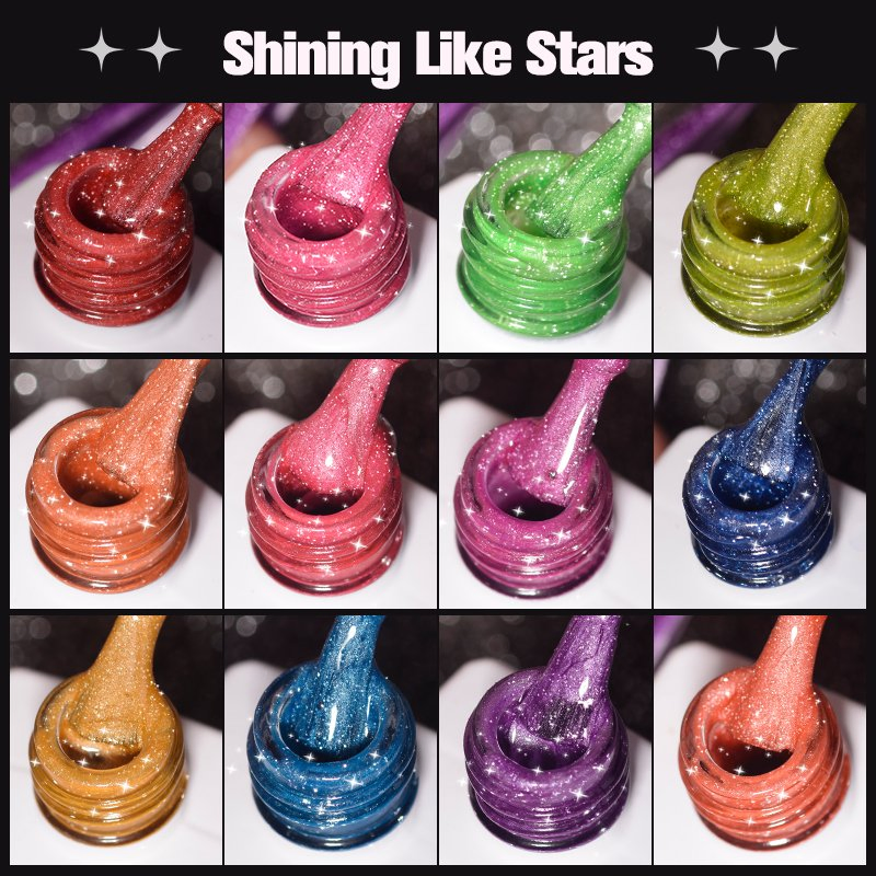 R S Nail Wholesales 8g Neon Reflective Ceramic Cat Eye Gel 12 Colors UV LED Magic Nail Semi Permanent Gel Polish Step Gel