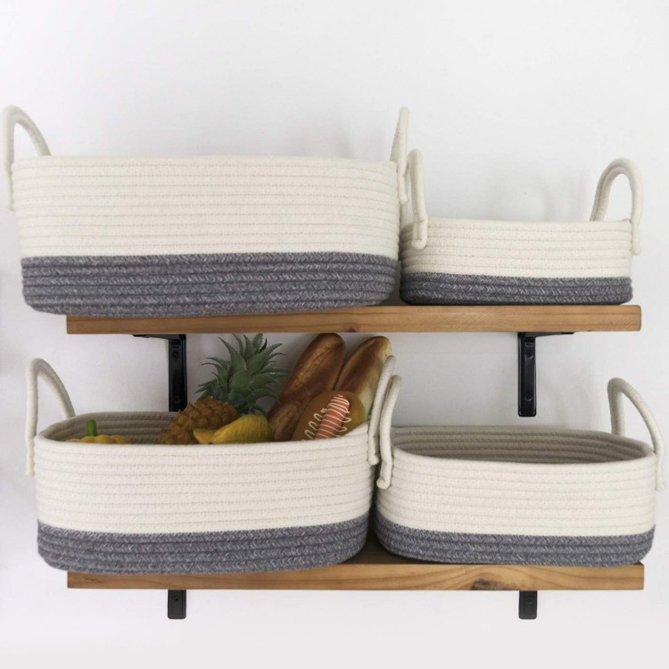 Woven Basket Cotton Rope Basket Cute Basket with Handles