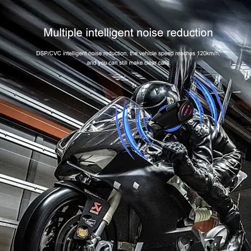 Motorcycle Headset 1 Riders Helmet Intercom Headset with CVC Noise Cancellation Stereo Music Ipx6 Waterproof for Full Face Helmet