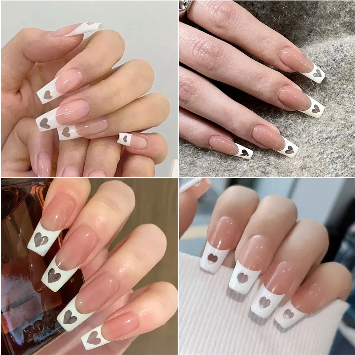 Wholesale 504 Pieces of a Pack Nail Tips European and American Trapezoid with Hole Love Hollow Fashion Nail Tips