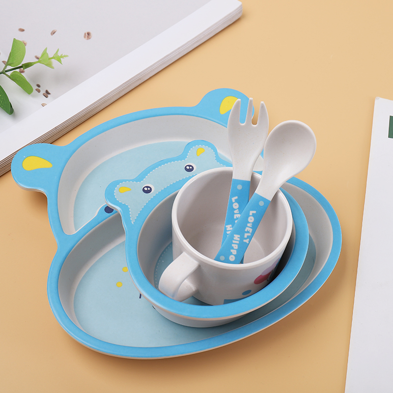 Aohea New Luxury Tableware Compartments Kids 4 PC Construction Themed Dinnerware Kids with Colors Classic Cup Tableware Dinner Tableware Dinner Set