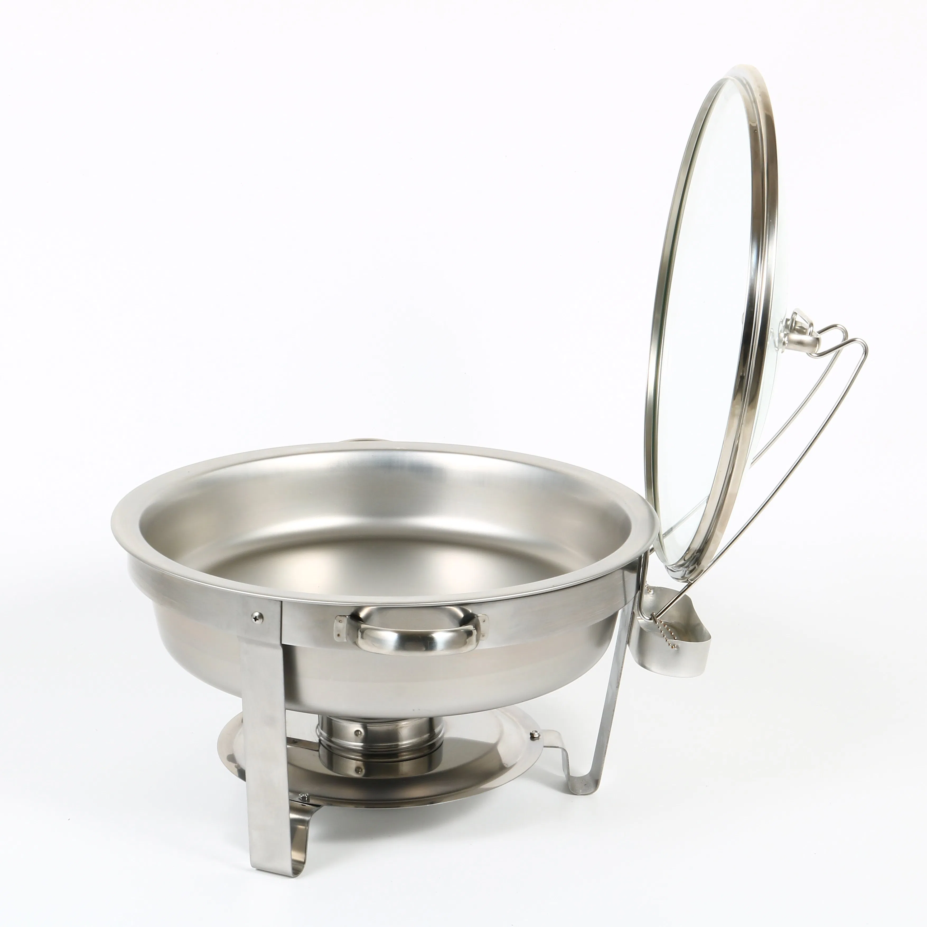 Round Stainless Steel Chafing Dish with Glass Lid