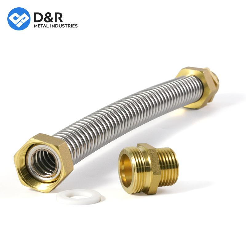 D&R High Quality SS304 Stainless Steel Central Air Conditioning Bellows Copper Joint DN20 Fan Coil Metal Hose