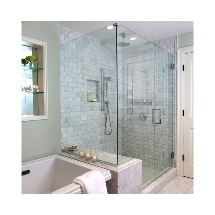 Glass Shower Enclosure Brass Walk in Folding Doors Roller Corner Shower Diamond Enclosure with Tray Glass Shower Enclosur