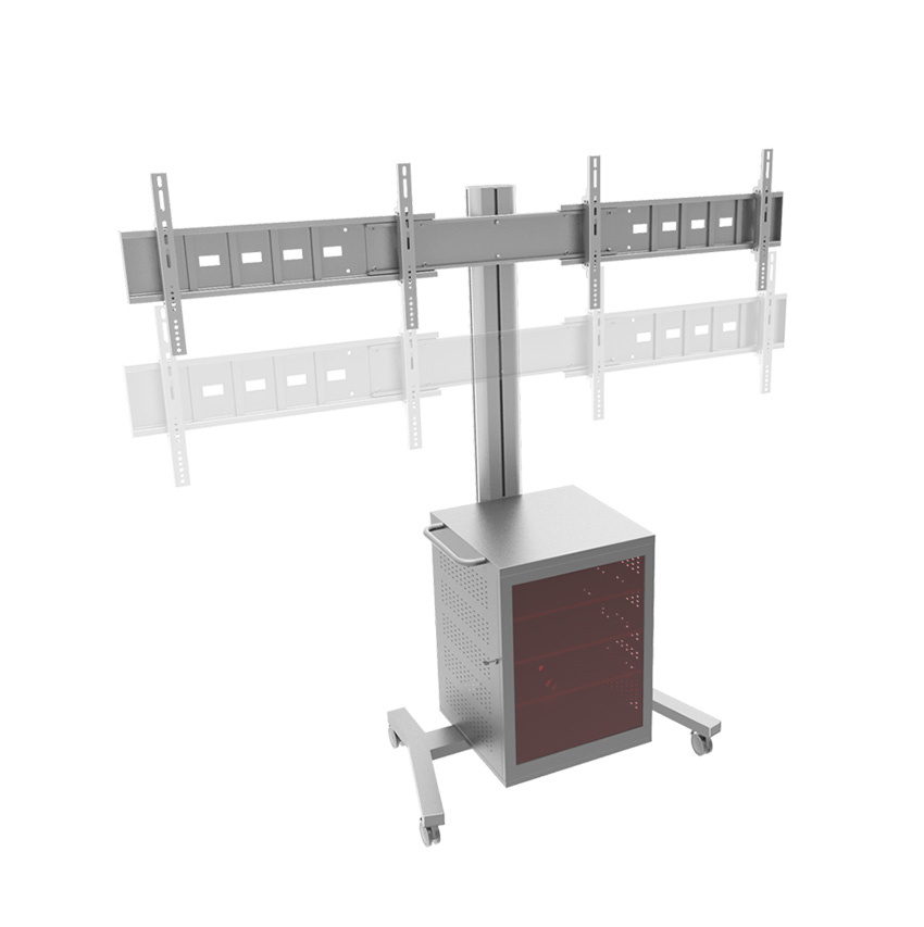 Напольная стойка для двух мониторов с медиа-тумбой