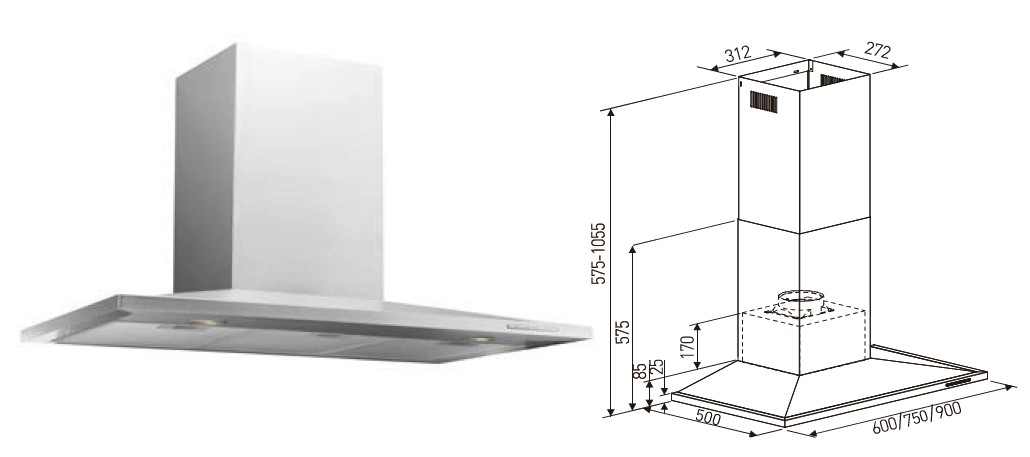 Ka07A Ultra-Thin Household Kitchen Cooker Hood Optional Size
